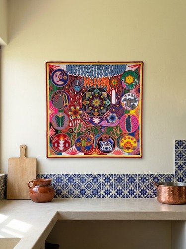 Grande dipinto filato huichol - grande,